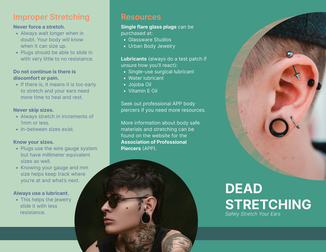 Outside of dead-stretching brochure.