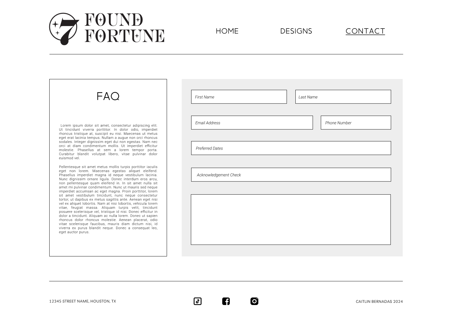 Found Fortune Contact page design.